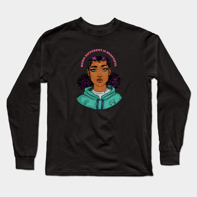 Being different is beautiful art Long Sleeve T-Shirt by MiaArt365